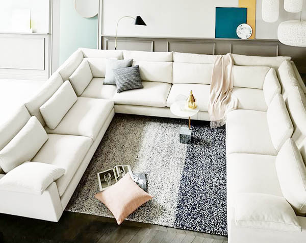 chi tiết chuyên sâu về sofa vải nỉ chữ U phòng khách